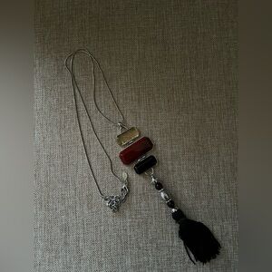 Chico's Gold, Red, and Black Pendant Necklace